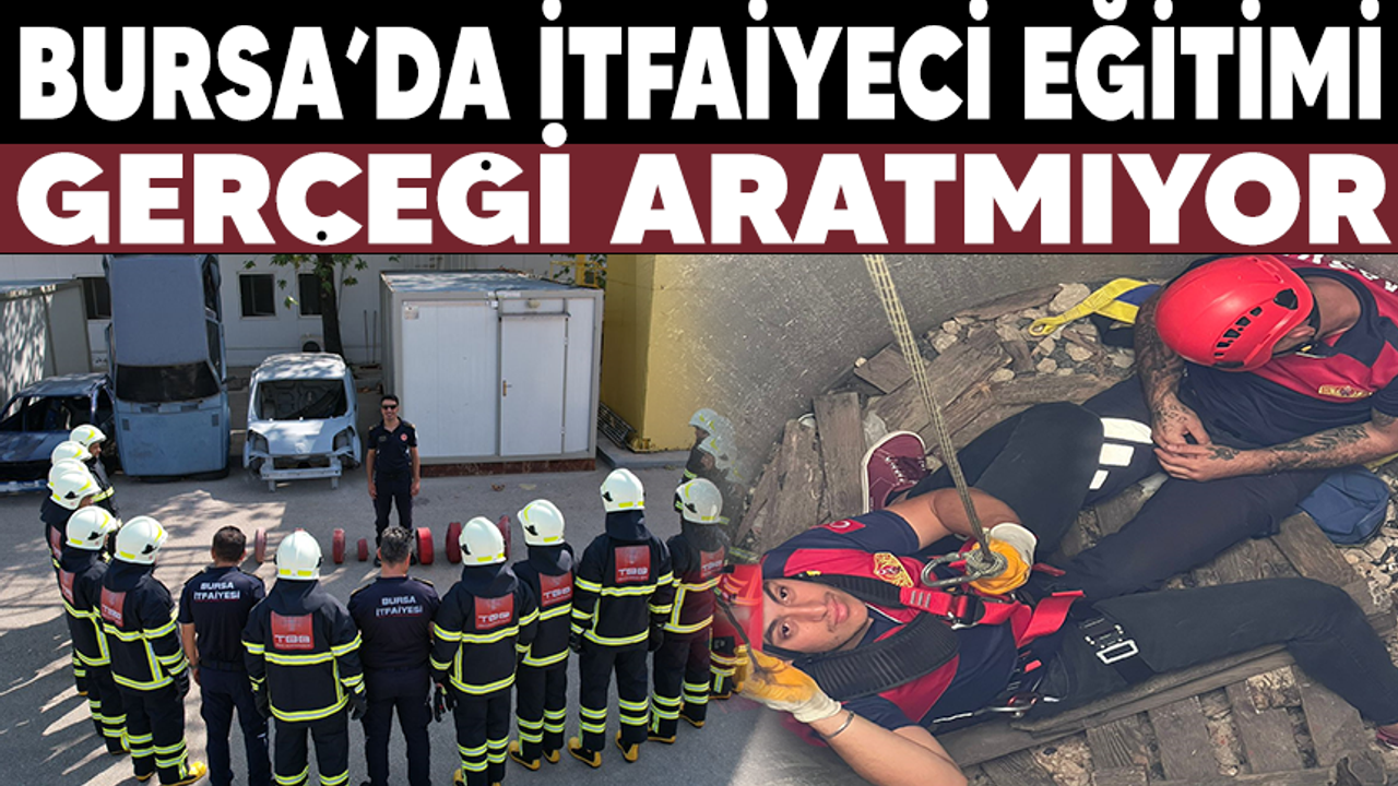 Bursa'da İtfaiyenin eğitimi gerçek gibi tatbikat