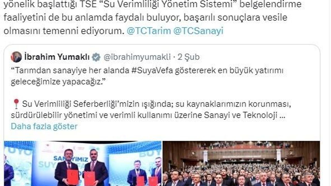 Emine Erdoğan "Sanayide Su Verimliliği İş Birliği Protokolü"nün hayırlı olmasını diledi