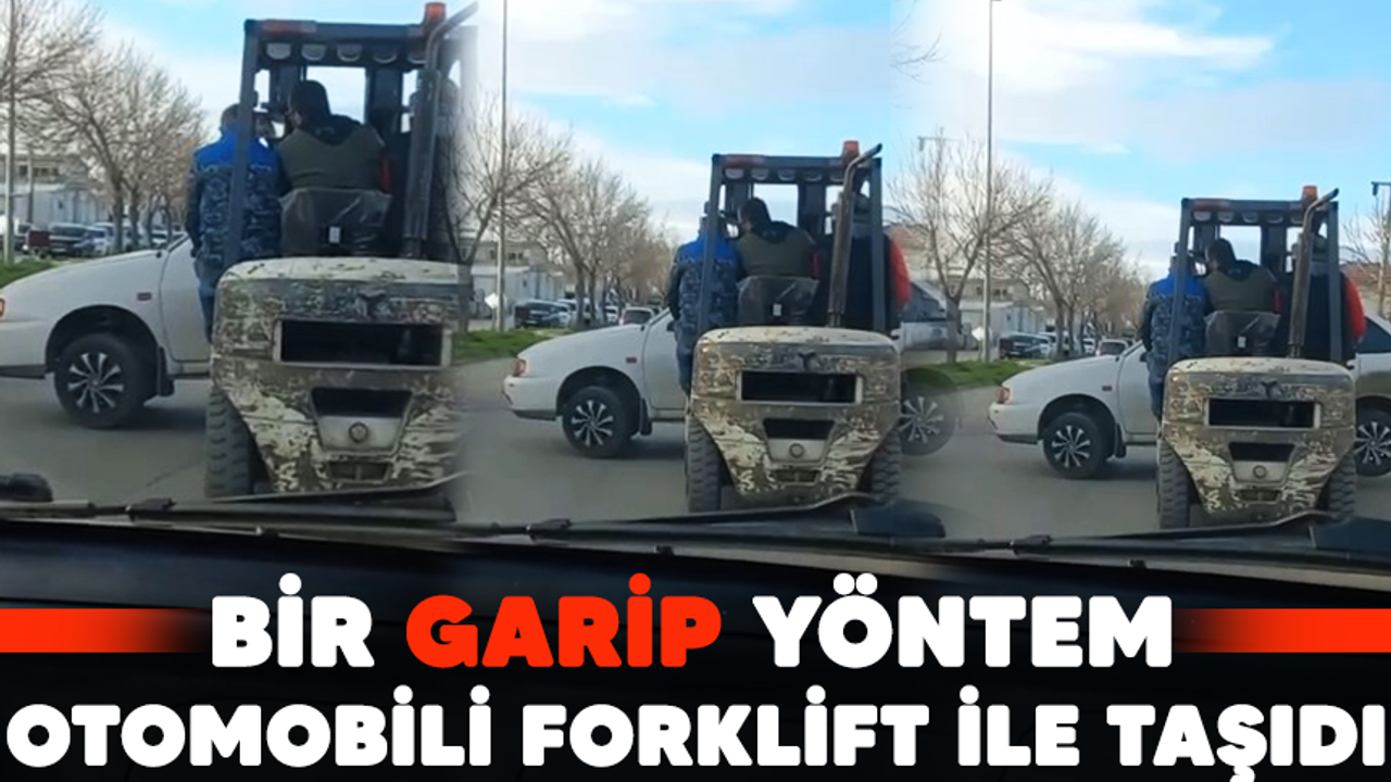 Bursa'da arızalı otomobili forklift ile taşıdı