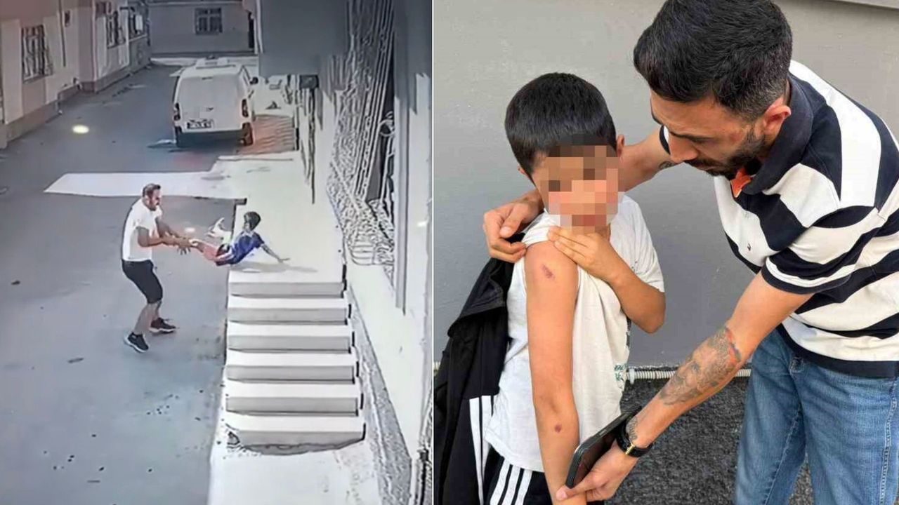 8 yaşındaki çocuğu acımasızca yere fırlattı!