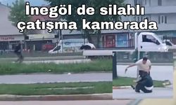 İnegöl de silahlı çatışma kamerada