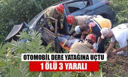 Otomobil dere yatağına uçtu; 1 ölü 3 yaralı