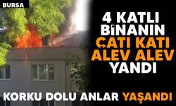 4 katlı apartmanın çatısı alev alev yandı. Korku dolu anlar yaşandı.