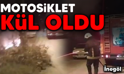 İnegöl'de motosiklet kül oldu