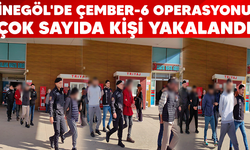 İnegöl'de Çember-6 operasyonu..  Çok sayıda kişi yakalandı