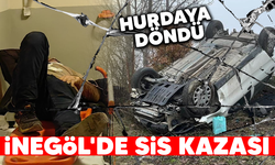 İnegöl'de sis kazası; hurdaya döndü