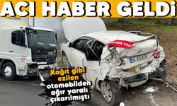 Acı haber geldi! Kağıt gibi ezilen otomobilden ağır yaralı çıkarılmıştı