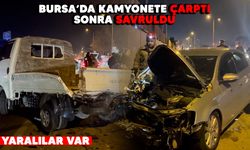 Bursa'da kamyonete çarpıp savrulan otomobil duvara çarparak durabildi: Yaralılar var
