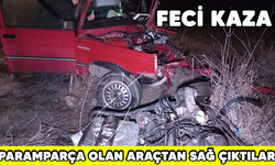 Feci kaza: Paramparça olan araçtan sağ çıktılar