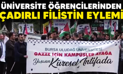 Bursa'da öğrencilerden çadırlı Filistin eylemi