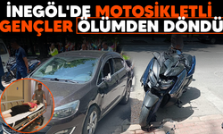 İnegöl'de motosikletli gençler ölümden döndü