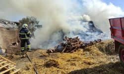 Saman balyaları alevlere teslim oldu