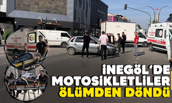 İnegöl'de motosikletliler ölümden döndü