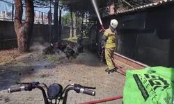 Öğrencilerin motosikletleri alev alev yandı