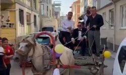 İnegöl'de Damat, Gelin Almaya At Arabasıyla Geldi