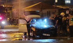 İnegöl'de otomobil alev alev yandı