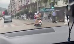 Bursa'da motosiklette tehlikeli yolculuk