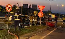 İnegöl'de feci kaza: anne ve kızı yanmaktan son anda kurtuldu
