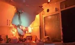 Bursa'da yangında tavan çöktü, itfaiye ekipleri ölümden döndü