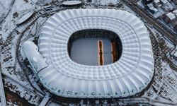 Karla kaplı Timsah Arena Stadyumu böyle görüntülendi!