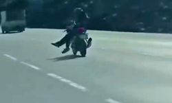 Arnavutköy-Sultangazi yolunda tehlikeli motosiklet yolculuğu