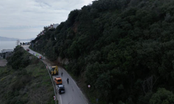 Bursa'da heyelan bölgesi temizlendi...Kayan bölge dron ile görüntülendi