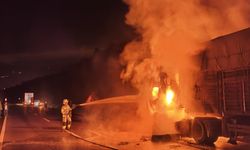 Bursa İnegöl'de TIR alev alev yandı