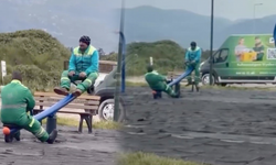 Bursa'da tahteravalliye binen temizlik işçileri yüzleri gülümsetti