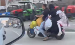 Bursa Yıldırım'da elektrikli scooter üzerindeki tehlikeli yolculuk kamerada