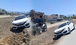 İnegöl'de yol çalışması kaza getirdi! Vatandaşlar tepki gösterdi