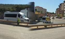Bursa Kestel'de ters şeride giren servis minibüsü tehlike saçtı