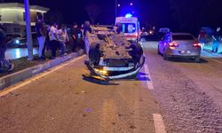 Bursa İnegöl'de korkutan kaza! Otomobil takla atıp ters döndü