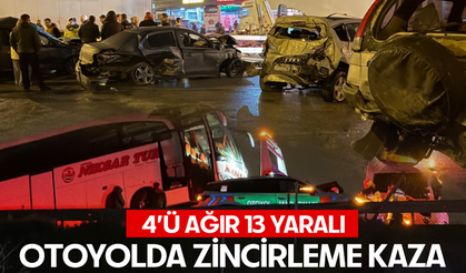 Sakarya’da 16 aracın karıştığı zincirleme kazada 4’ü ağır 13 yaralı