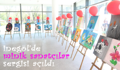 İnegöl’ün Küçük Sanatçılarının Eserleri 23 Nisan Özel Sergisinde Görücüye Çıktı