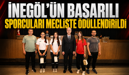 İnegöl'ün başarılı sporcuları mecliste ödüllendirildi