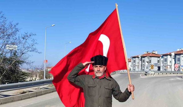 Şehitler için çıktığı yürüyüşte Keşan’a ulaştı