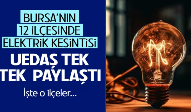 Bursa'nın o ilçelerinde elektrik kesintisi! UEDAŞ tek tek paylaştı