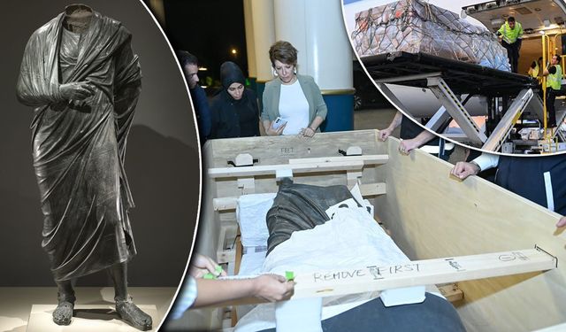 Ünlü heykel Türkiye'ye giriş yaptı! Kaçırılan Marcus Aurelius 3 heykelle birlikte ait olduğu topraklara iade edildi
