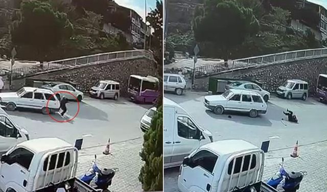Geri manevra yapan otomobil, bastonla yürüyen yaşlı adama çarptı