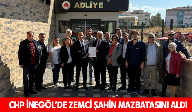 CHP İnegöl’de Zemci Şahin mazbatasını aldı