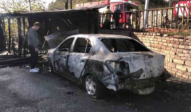 Beykoz’da korkutan yangın: Garaj ve otomobil yanarak adeta kül oldu