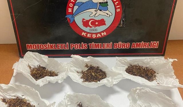Keşan’da polis uyuşturucuya bulanmış tütün ele geçirdi