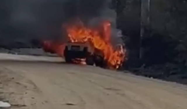 İnegöl'de seyir halinde Alev Alev yandı