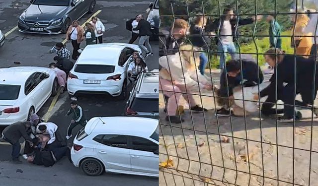 Adliye önünde iki aile arasında yumruk yumruğa kavga