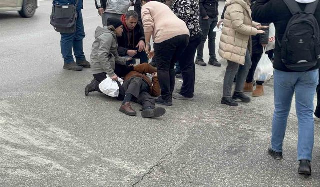 Edirne'de motosikletin yaşlı adama çarpması kamerada