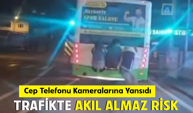 Bursa Yıldırım'da otobüsün arkasına tutunan çocuklar yürekleri ağza getirdi