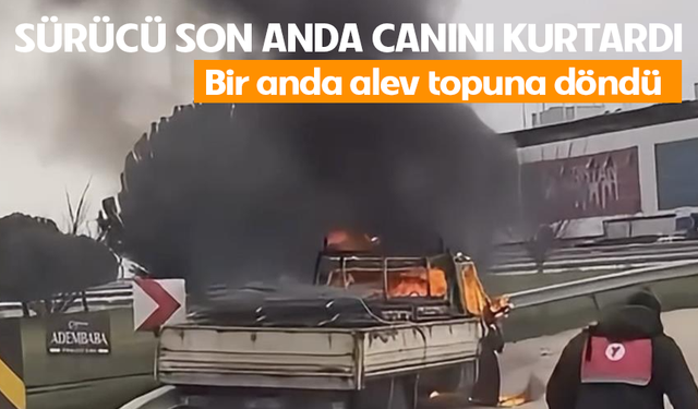Bursa'da seyir halindeki kamyonet alev alev yandı