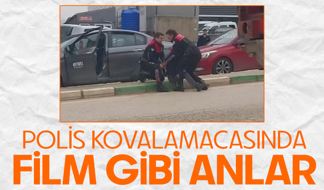 Bursa Nilüfer'de şüpheli araç kamyon şoförünün hamlesiyle durduruldu