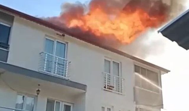 Bursa İznik'te evin çatısı küle döndü