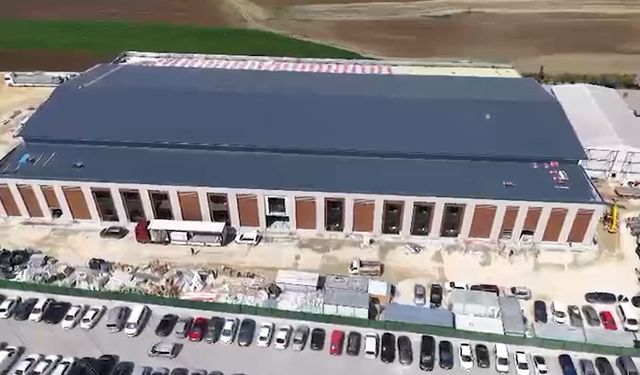 Silivri'ye inşa edilen duruşma salonu havadan görüntülendi